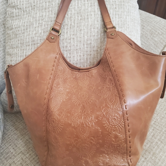 The Sak Handbags - The Sak Brown Embossed Leather Bo Ho Bag Tote